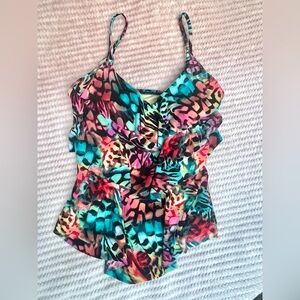 🌺 Aqua Green Triple Tier Tankini Top
Size 4/6